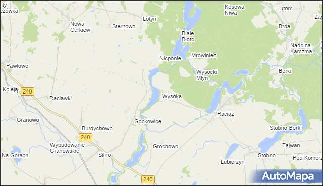 mapa Wysoka gmina Tuchola, Wysoka gmina Tuchola na mapie Targeo