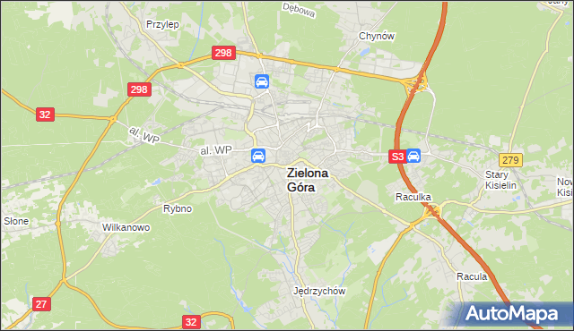 mapa Zielona Góra, Zielona Góra na mapie Targeo
