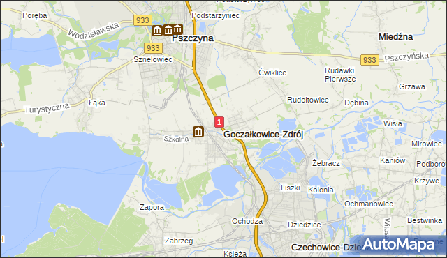 mapa Goczałkowice-Zdrój, Goczałkowice-Zdrój na mapie Targeo