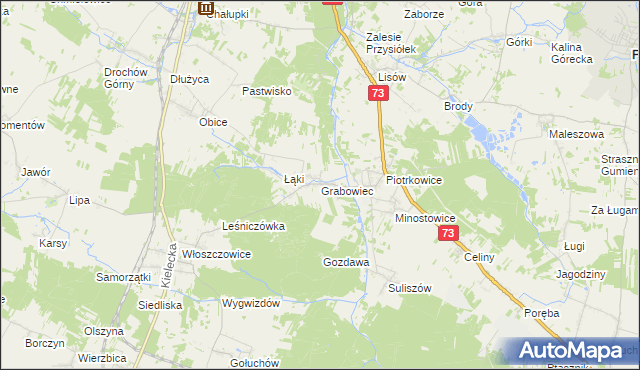 mapa Grabowiec gmina Chmielnik, Grabowiec gmina Chmielnik na mapie Targeo