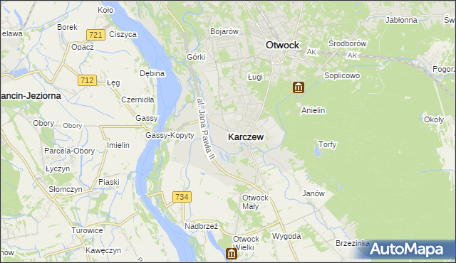 mapa Karczew powiat otwocki, Karczew powiat otwocki na mapie Targeo