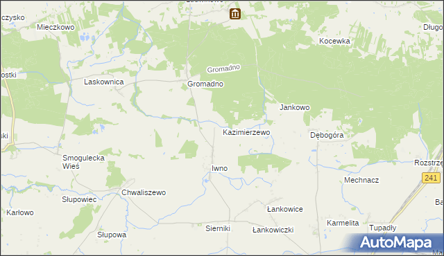 mapa Kazimierzewo gmina Kcynia, Kazimierzewo gmina Kcynia na mapie Targeo