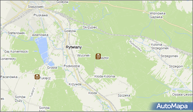 mapa Klasztor gmina Rytwiany, Klasztor gmina Rytwiany na mapie Targeo