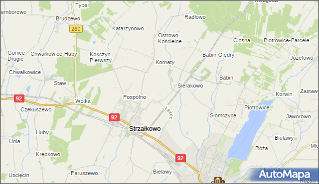 mapa Kornaty-Huby, Kornaty-Huby na mapie Targeo