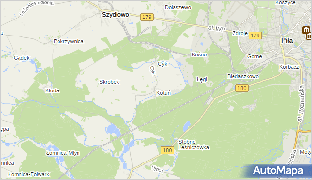 mapa Kotuń gmina Szydłowo, Kotuń gmina Szydłowo na mapie Targeo