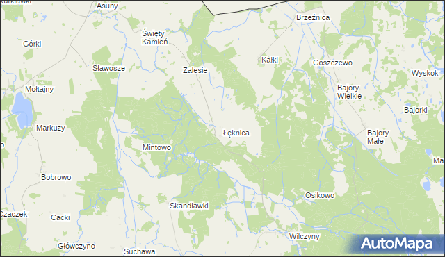 mapa Łęknica gmina Srokowo, Łęknica gmina Srokowo na mapie Targeo