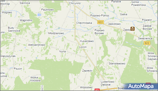 mapa Lorcin gmina Nasielsk, Lorcin gmina Nasielsk na mapie Targeo