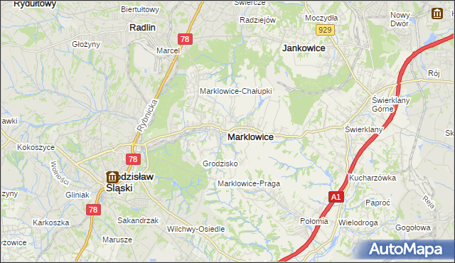 mapa Marklowice, Marklowice na mapie Targeo