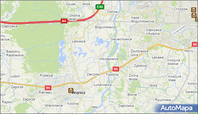 mapa Mikołajowice gmina Wierzchosławice, Mikołajowice gmina Wierzchosławice na mapie Targeo