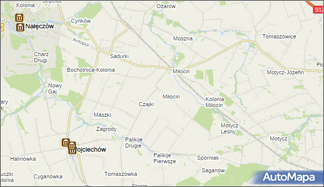 mapa Miłocin gmina Wojciechów, Miłocin gmina Wojciechów na mapie Targeo