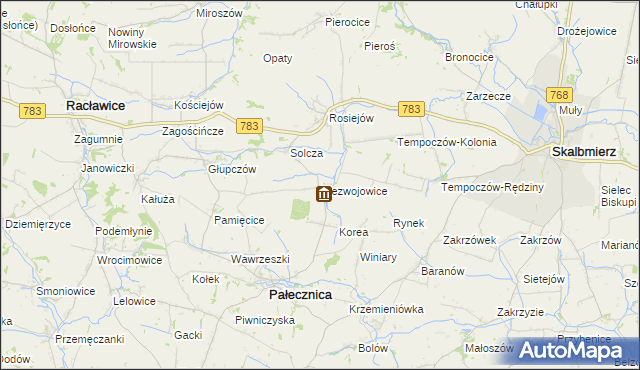 mapa Niezwojowice, Niezwojowice na mapie Targeo