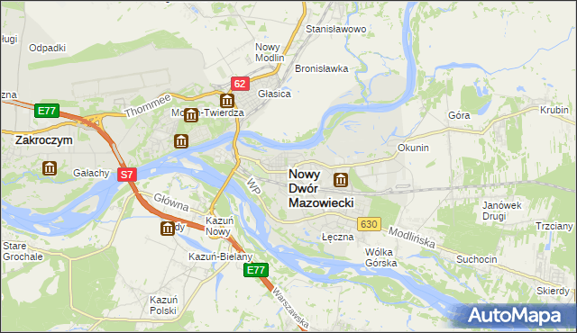 mapa Nowy Dwór Mazowiecki, Nowy Dwór Mazowiecki na mapie Targeo