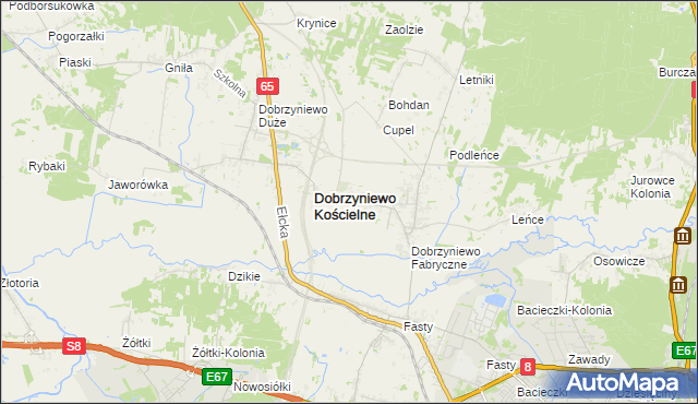 mapa Ogrodniki gmina Dobrzyniewo Duże, Ogrodniki gmina Dobrzyniewo Duże na mapie Targeo