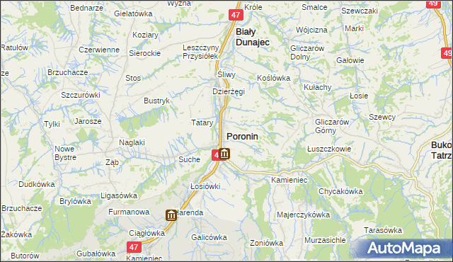 mapa Poronin, Poronin na mapie Targeo