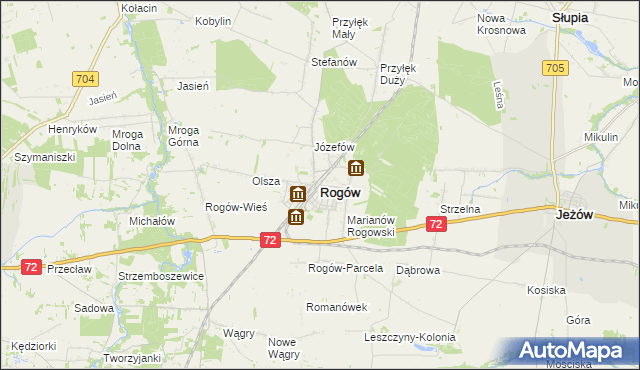 mapa Rogów powiat brzeziński, Rogów powiat brzeziński na mapie Targeo