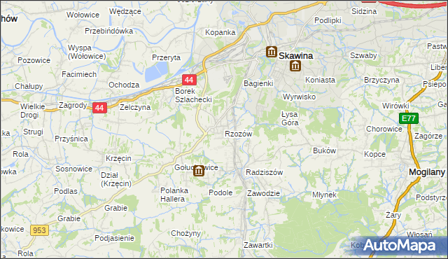 mapa Rzozów, Rzozów na mapie Targeo