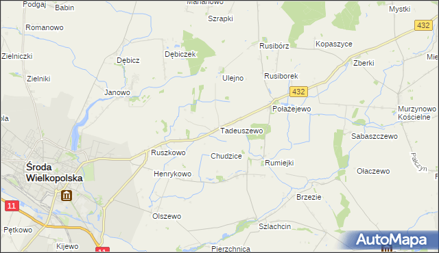 mapa Tadeuszewo, Tadeuszewo na mapie Targeo