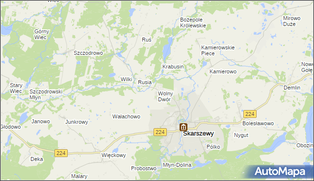 mapa Wolny Dwór, Wolny Dwór na mapie Targeo