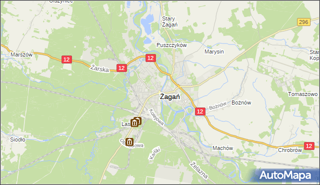 mapa Żagań, Żagań na mapie Targeo