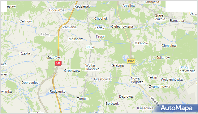mapa Iłówiec gmina Mińsk Mazowiecki, Iłówiec gmina Mińsk Mazowiecki na mapie Targeo