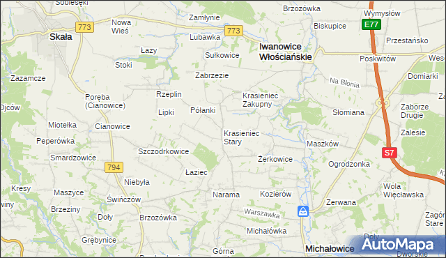 mapa Krasieniec Stary, Krasieniec Stary na mapie Targeo