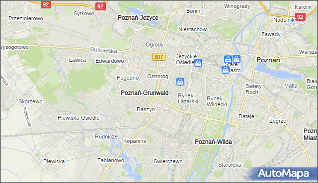 mapa Łazarz gmina Poznań, Łazarz gmina Poznań na mapie Targeo