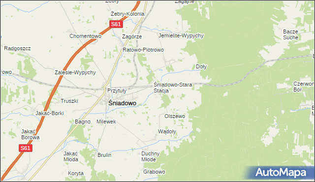 mapa Mężenin gmina Śniadowo, Mężenin gmina Śniadowo na mapie Targeo