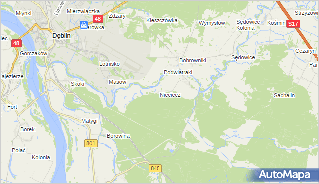 mapa Nieciecz gmina Puławy, Nieciecz gmina Puławy na mapie Targeo