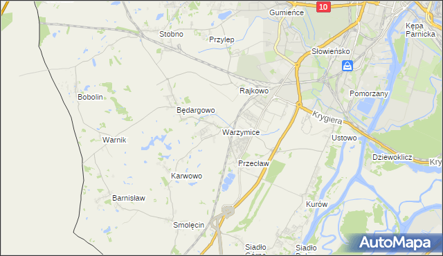 mapa Warzymice, Warzymice na mapie Targeo