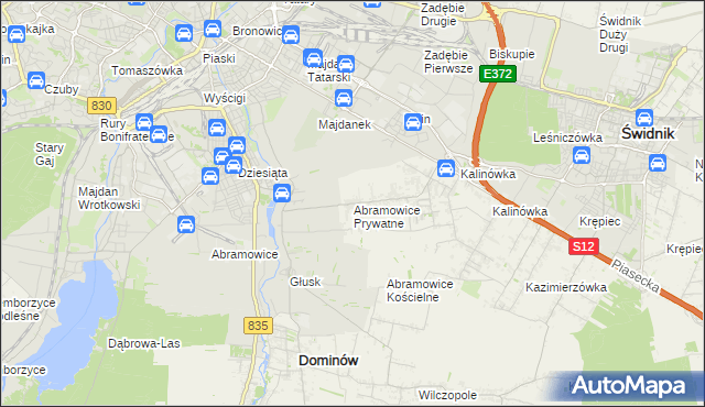 mapa Abramowice Prywatne, Abramowice Prywatne na mapie Targeo
