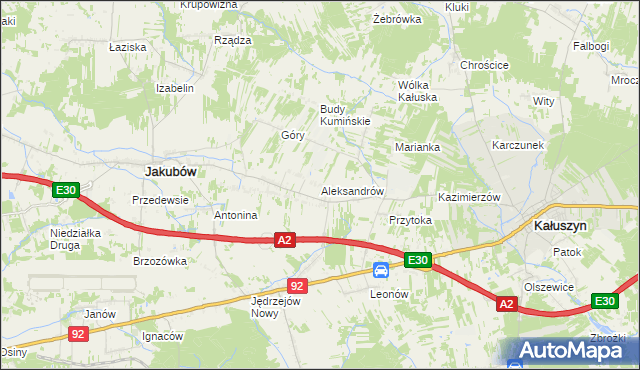 mapa Aleksandrów gmina Jakubów, Aleksandrów gmina Jakubów na mapie Targeo