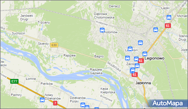 mapa Bagno gmina Jabłonna, Bagno gmina Jabłonna na mapie Targeo