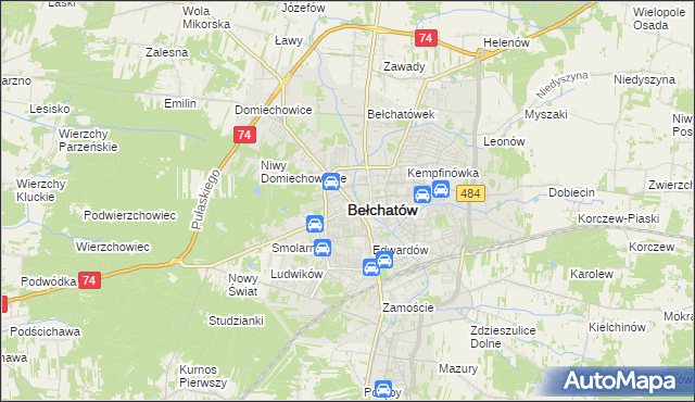 mapa Bełchatów, Bełchatów na mapie Targeo