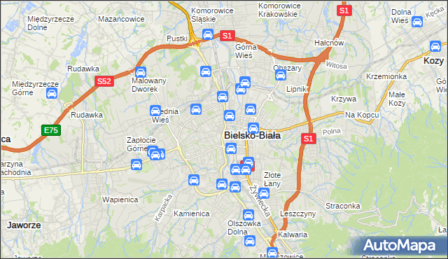 mapa Bielsko-Białej, Bielsko-Biała na mapie Targeo