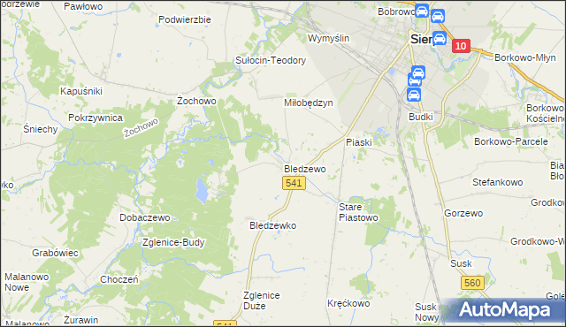 mapa Bledzewo, Bledzewo na mapie Targeo