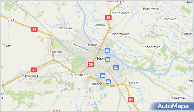 mapa Brzeg, Brzeg na mapie Targeo