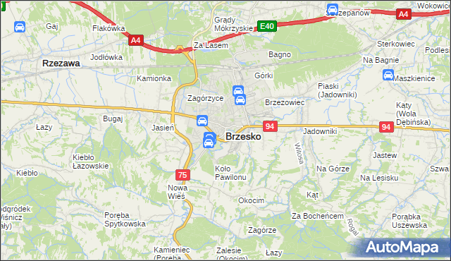 mapa Brzesko, Brzesko na mapie Targeo