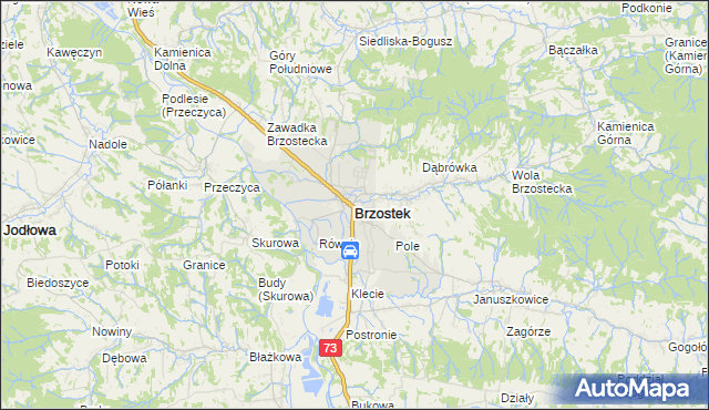 mapa Brzostek powiat dębicki, Brzostek powiat dębicki na mapie Targeo