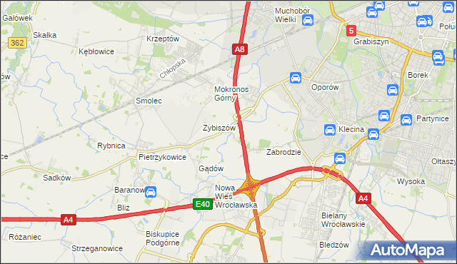 mapa Cesarzowice gmina Kąty Wrocławskie, Cesarzowice gmina Kąty Wrocławskie na mapie Targeo