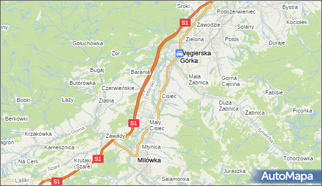 mapa Cisiec, Cisiec na mapie Targeo