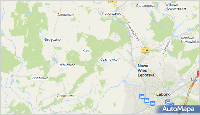 mapa Czarnówko gmina Nowa Wieś Lęborska, Czarnówko gmina Nowa Wieś Lęborska na mapie Targeo