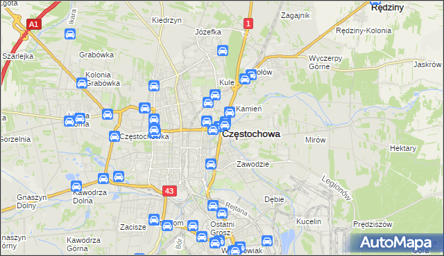 mapa Częstochowy, Częstochowa na mapie Targeo