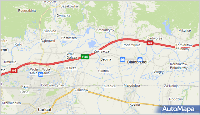 mapa Dębina gmina Białobrzegi, Dębina gmina Białobrzegi na mapie Targeo