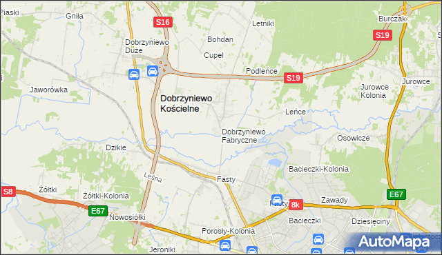 mapa Dobrzyniewo Fabryczne, Dobrzyniewo Fabryczne na mapie Targeo