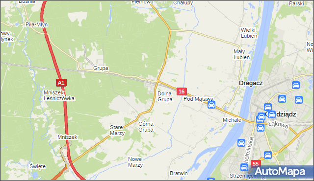 mapa Dolna Grupa, Dolna Grupa na mapie Targeo