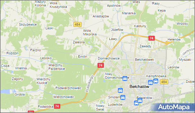 mapa Domiechowice, Domiechowice na mapie Targeo