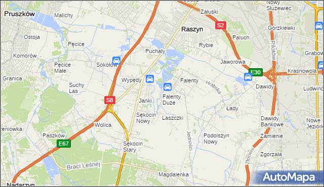 mapa Falenty Duże, Falenty Duże na mapie Targeo