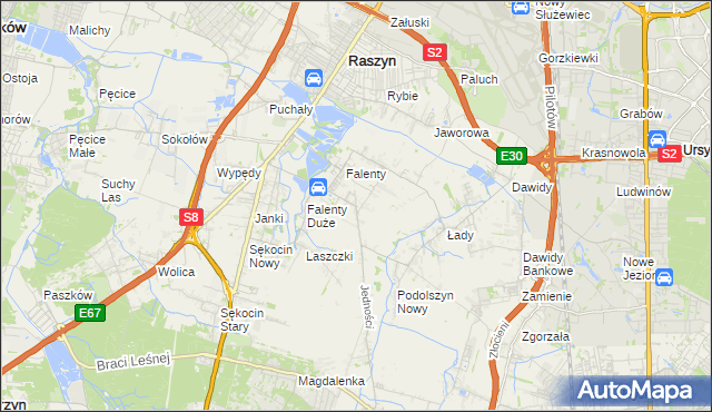 mapa Falenty Nowe, Falenty Nowe na mapie Targeo