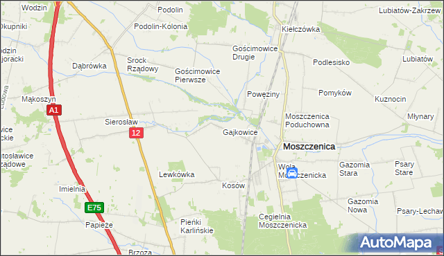 mapa Gajkowice, Gajkowice na mapie Targeo