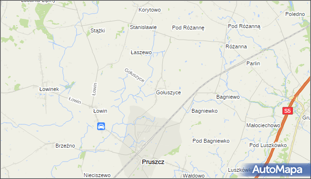 mapa Gołuszyce, Gołuszyce na mapie Targeo
